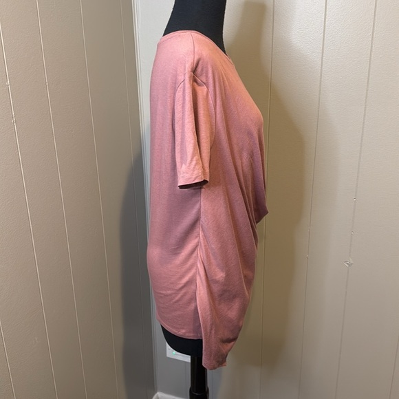 Nine West Women's Medium Blouse Pink Short Sleeve Layered Wrap Front - Picture 3 of 5